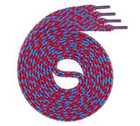 Swissly 1Paar Flache Schnürsenkel für Sneaker und Sportschuhe - sehr reißfest - ca. 7,0 mm breit aus 100% Polyester, Farbe: red/Blue Länge: 90cm