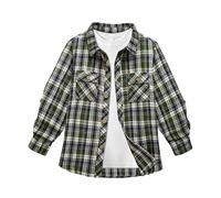 SwissWell Jungen Kariertes Hemd Kinder Langarm Hemden Casual Flanellhemd Button Down Trachtenhemd Holzfällerhemd Farngrün M