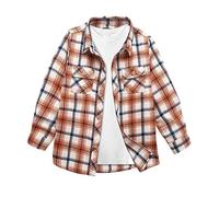 SwissWell Jungen Kariertes Hemd Kinder Langarm Hemden Casual Flanellhemd Button Down Trachtenhemd Holzfällerhemd Orange M