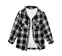 SwissWell Jungen Kariertes Hemd Kinder Langarm Hemden Casual Flanellhemd Button Down Trachtenhemd Holzfällerhemd Schwarz L