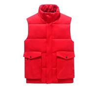 SWJGLITTR Herren Fleece-gefütterte ärmellose Jacke Stehkragen lässige gepolsterte Weste Mantel Sport Laufen Freizeitwesten Outwear, Rot/Ausflug, einfarbig (Getaway Solids), 4XL