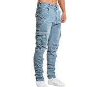 SWJGLITTR Herren-Jeans im Used-Look, Biker-Jeans, Hip-Hop, schmales Bein, schmale Passform, Arbeitskleidung, Skinny Denim-Hose, Blau 1 , Groß
