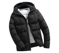 SWJGLITTR Herren Puffer Wasserdichte Jacke Leichte Kapuze Winddicht Wintermantel Warm Hooded Puffer Jacken, Schwarz, L