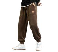 SWOAMER Herren Cordhose Jogginghose Cord Freizeithose mit Elastische Taille Sweathose Taschen Sporthose Streetwear Braun M
