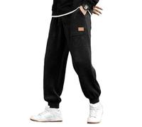 SWOAMER Herren Cordhose Jogginghose Cord Freizeithose mit Elastische Taille Sweathose Taschen Sporthose Streetwear Schwarz XL