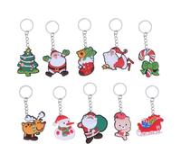 SWOOMEY 10 Stück pack Weihnachts Schlüsselanhänger aus Pvc und Gummi Kreative und Modische Anhänger als Taschen und Geburtstagsdekoration Zufällige Farbe Zufälliger Stil