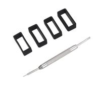 SWOOMEY 4 Stück Schwarze Silikon Uhrenarmbandschlaufe mit Werkzeug 22mm Kautschuk Ersatzteile für Armbanduhr Verschleißfest und Langlebig