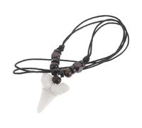 SWOOMEY Sommerliche Surfer Halskette mit Verstellbarer Länge, Perlen und Kunststoff im Retro Bohemian Stil, Cooler Schmuck für Männer mit Echtem Haizahn