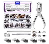 Swpeet 150Pcs Silber Snap Kit, Schraube Snaps, Boot Abdeckung Snaps mit Einstellung Werkzeug, verwendet auf Leinwand, Plane, Zelt, Markise, Kleidung, Leder, Möbel und andere Oberflächen, Edelstahl