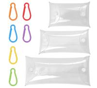 Swpeet 6 Stück 3 Größen 4,7/6,2/7,8 Zoll PVC-Geldbörsen für Damen, Geldbörsen & Beutel mit 2 seitlichen Druckknopf-Haken, Cartoon-Puppentasche, Mini-Aufbewahrungsbeutel für Schlüssel, Lippenstift