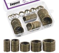 Swpeet 60 Pcs Bronze Assorted Mehrzweck-Metall-Schlüsselanhänger Ringe Split Keyrings Flach O Ring für Haus Autoschlüssel Anhänge Schlüssel Anhänger - 20mm, 25mm, 30mm, 35 mm, 38 mm