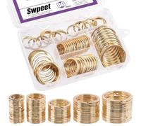 Swpeet 60 Pcs Gold Assorted Mehrzweck-Metall-Schlüsselanhänger Ringe Split Keyrings Flach O Ring für Haus Autoschlüssel Anhänge Schlüssel Anhänger - 20mm, 25mm, 30mm, 35 mm, 38 mm