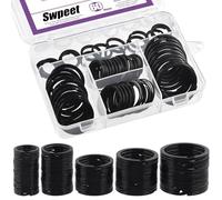 Swpeet 60 Stück schwarz sortiert Mehrzweck-Metall-Schlüsselanhänger Ringe Split Keyrings flachen O-Ring für Haus Autoschlüssel Anhänge Schlüssel Anhänger - 20mm, 25mm, 30mm, 35 mm, 38 mm
