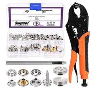 Swpeet 74Pcs 9 Zoll Heavy Duty Snap Fastener Tool, Adjustable Snap Setter Tool, enthält Leinwand Snap Zange, Stud Snaps, Cap, Socket, Hollow Hole Punch, Amboss, Stud, Post für den Austausch von