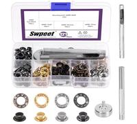Swpeet Grommets Eyelets for Leather, Tarp, Canvas (Sortiment Kit)120 Sets 4 Farben 1/4 Zoll (6mm) Strass Metall Messing Ösen mit 1 Set Install Tools Kit, Metall Ösen Ösen Ösen