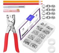 Swpeet Hollow Metal Snaps Buttons with Snap Fasteners Tool Fastener Pliers Sets 9.5mm/0.37" Silber Hohl Metall Druckknöpfe mit Druckknopfverschluss Zange Ziehen Buntstifte Band Maß Sortiment Kit,