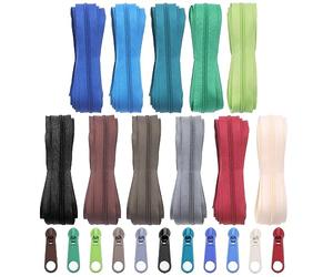 Swpeet Reißverschluss 121 Stück im Set - 33 Yards, 11 Farben, Nylon Spule, Nähen Reißverschlüsse, Assorted, Lightweight, anpassungsfähig, 110 Stück Reißverschluss, 3 Yard pro Rolle