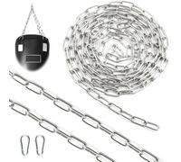 SWTYExt Edelstahlkette Meterware Stahlkette 3,5M 2,5mm Edelstahl Ketten Rundstahlkette Gliederkette Verlängerungskette Metall Kette mit Karabiner für Hundekette Schaukeln Ketten Ankerkette Hängesessel