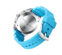 Sxhlseller Solarbetriebene Quarz-Taucheruhr, Nachtleuchtend, Regenfest, für Männer und Frauen, Schnelle Beleuchtung, 300 M Im Freien, Silikonarmband (Blue) (Blue)