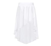Sxiwei Ballettrock Wickelrock Mädchen Tanz Rock Chiffon Tüllrock Kinder Hoch-Tief Unterrock Kurz Tanzkleid mit Elastischem Bund Sommerrock Weiß 134-140