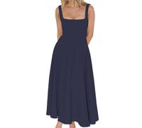 SXQCKJ Sexy Ballkleid mit Quadratischem Ausschnitt für Damen, Lässiges Ärmelloses Tank-Kleid für Den Sommer(Blue,M)