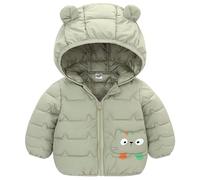 SXSHUN Baby Mädchen Winterjacke Jungen Wintermantel Kinder Steppjacke Süße Jacke mit Kapuze Ultraleicht Kapuzenjacke, Grün, 86-92