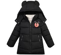 SXSHUN Jungen Winterjacke mit Abnehmbarer Kapuze Kinder Verdickte Outdoor Jacke Mädchen Wintermantel Daunenmantel Daunenjacke, Schwarz, 116