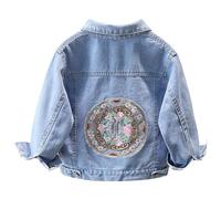 SXSHUN Mädchen Jeansjacke Kinder Jeans Jacke Denim Jacket Chinesischer Stil Einzigartige Kinderjacke Outdoor Cowboy Mantel, Blau D, 134-140