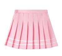 SXSHUN Tennisrock Mädchen Kinder A-Linie Faltenrock mit Innenshorts Schuluniform Plissee Rock mit Elastische Taille Basic Sportrock Uniform Minirock, Rosa, XL(160-170CM)