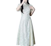 SXTYYH Ao Dai Vietnamesisches Kleid Traditionell Chinesisch Traditionelles Kleid Weiblich Elegant Schlank Qipao-Kleid Hanfu Kleid Damen Cheongsam for Frühling Und Sommer Alltagskleidung(L)