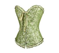 Sxybox Damen Korsett Bauchweg Vollbrust Corsage Top Gothic Burlesque Schnüren Bustier,Grün,S