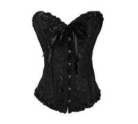 Sxybox Damen Korsett Bauchweg Vollbrust Corsage Top Gothic Burlesque Schnüren Bustier,Schwarz,3XL
