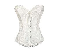 Sxybox Damen Korsett Bauchweg Vollbrust Corsage Top Gothic Burlesque Schnüren Bustier,Weiß,2XL