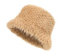 sy soul young Damen Winte Kunstpelz Plüsch Bucket Hat Wintermütze Fischerhüte Cloche Hut Pelz Warme Fischer Cap(Khaki)
