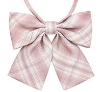 SYAYA Vorgebundene japanische Schulmädchen-Uniform-Fliege, Büro-Dame-Uniform-Fliege/Frauen kawaii Krawatte für Cosplay WBT6, pinkes Karomuster, Einheitsgröße