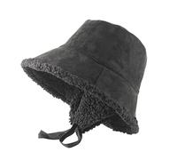 SYAYA Wintermütze, warmer Fischerhut für Damen, Kunstfell-Cloche mit flauschigem Futter für kaltes Wetter, W-H-1, Schwarz, Einheitsgröße-M