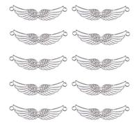 SYBKED 20 Stück Engelsflügel Doppelring Diamant Verbindung Charms Schmuck Silber Anhänger Dekoration DIY Handgemachte Herstellung Halskette Armband Ohrring Schlüsselanhänger Zubehör, Metall