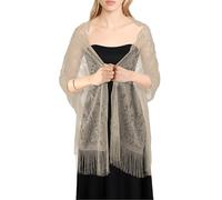 SycloPak Stola Damen Festlich für Abendkleid & Hochzeit Chiffontücher mit Fransen, Spitze Pashmina Elegant Sommer Freunden Beige Stola, Schultertuch Damen Festlich