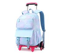 SYDARSYN Trolley Rollen Rucksack Schulranzen für Mädchen Jungen Rucksäcke Schultaschen mit 6 Rädern Kinder Schulrucksack Schultrolley Kinderrucksäcke Blau