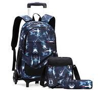 SYDARSYN Trolley Rucksäcke Rollen Rucksack Schulranzen mit 6 Rädern Kinder Schulrucksack Reisen für Mädchen Jungen Schultaschen Schultrolley Kinderrucksäcke mit Federmäppchen