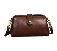 Syglawnd Leder-Arzttasche PU Vintage Kaffee für Damen, Umhängetasche, Retro-Geldbörse mit verstellbarem Schnallenriemen