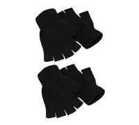 Syhood 2 Paare Halbfinger Handschuhe Unisex Warme Winter Fingerlose Handschuhe für Männer Frauen (Schwarz)