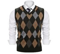 Sykooria Herren Strickpullover ohne Ärmel V Ausschnitt Pullunder Feinstrickweste weiches Stricktop für Arbeit Freizeit oder Alltag, 4-Schwarz L