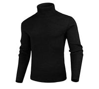 Sykooria Pullover Herren Winter Rollkragenpullover Langarm Feinstrick Pullover Slim fit Rollkragen Freizeit Männer Sweater Oberteile, Schwarz L