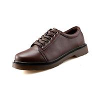 SYktcjgs Mode Klassische Business Freizeit Arbeitsstiefel für Herren PU-Leder Bequeme Atmungsaktive Loafers Anti-Rutsch Flach Low Top Schnürung Runde Zehen (Farbe: Braun, Größe: 40 EU)