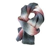 SYLALE Schal Damen 1 Stück Regenbogen Strickschal Aus Wolle Mit Farbverlauf Und Warmem Hals Für Damen Rot Und Grau