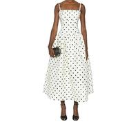 SYLDMKJ Damenkleider Women's Dresses Elegante A-Line-Polka-Dot-Druckquadrat-Nacken-Abendkleid Spaghetti-Träger Zurücklesslich Benutzerdefinierte Größe