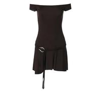SYLDMKJ Damenkleider Women's Dresses Off-The-Shoulder-A-Line-Mini-Kleid Von Frauen Bequem Und Vielseitig-Kaffee-S