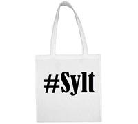 #Sylt Stoffbeutel Baumwolltasche Shopper Umhängebeutel 38x42cm lange Henkel wiederverwendbar waschbar Einkauf Alltag Schule Uni Geschenk Farben Schwarz Weiß Pink Blau Grau Gelb Rot Grün Beige