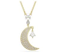 Symbolica Anhänger, Rundschliff, Mond, Weiß, 18K goldbeschichtet OS